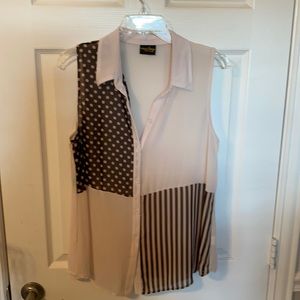 Sheer blush button up top